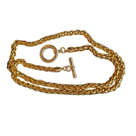 Vintage Toggle Gold Metal Chain Belt Necklace - Picture 1 of 3
